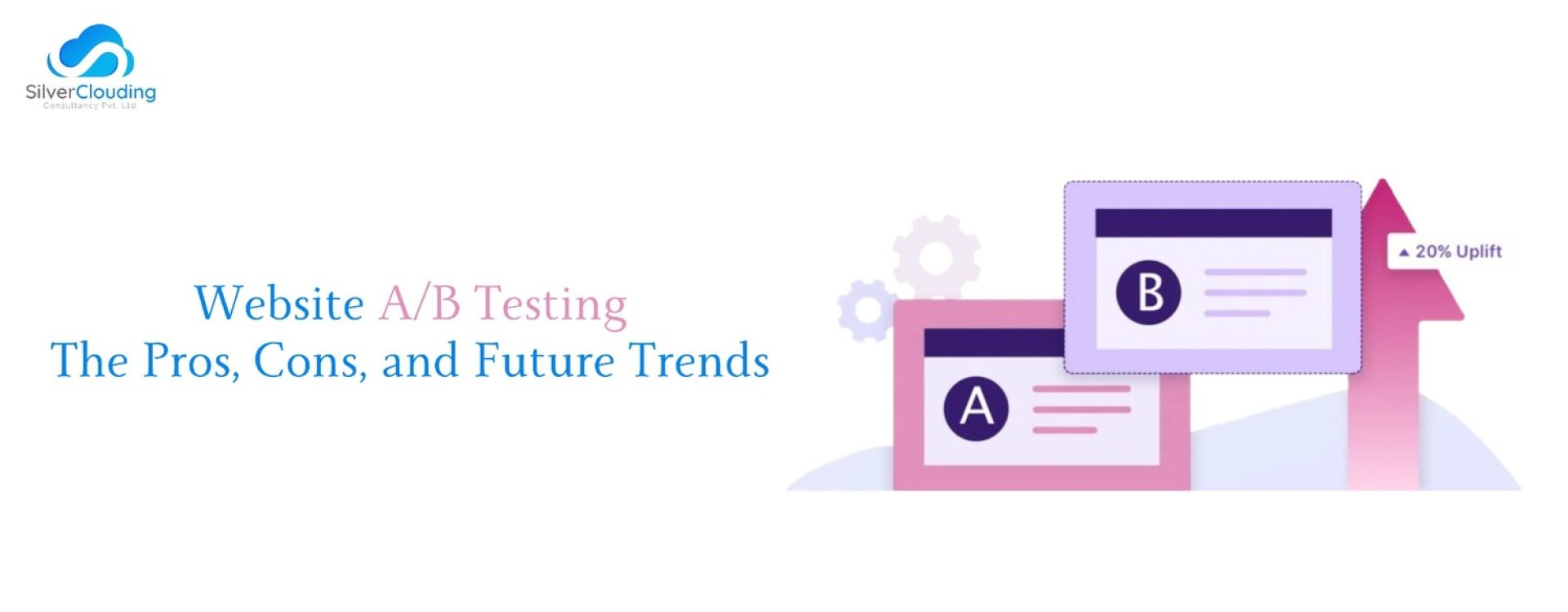 Illustration of website A/B testing process showing pros and cons for future strategies