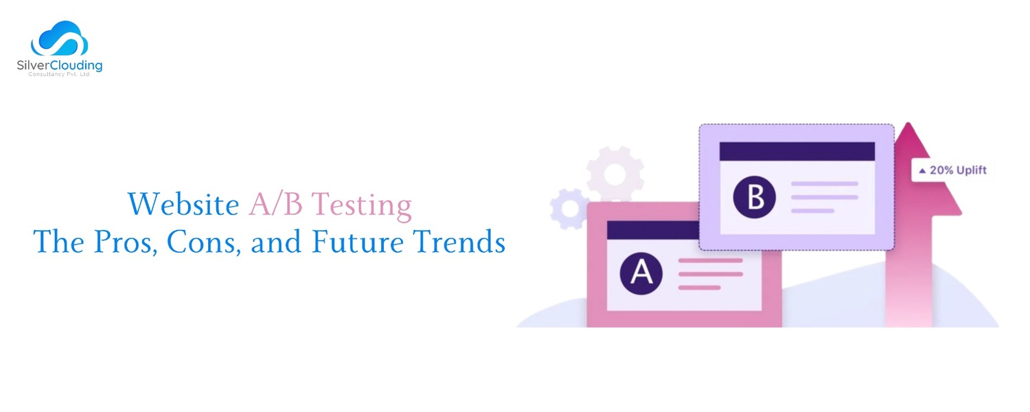 Illustration of website A/B testing process showing pros and cons for future strategies