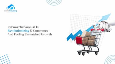Silver Clouding Illustration of AI technology automating various aspects of e-commerce, including customer service, product recommendations, and inventory management.